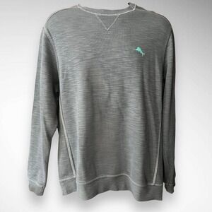 TOMMY BAHAMA Gray Tobago Bay CrewNeck Sweatshirt W/ Marlin Embroidery | EUC